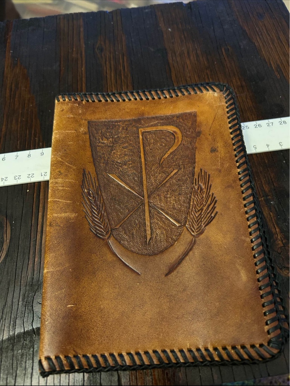 Handmade Brown Leather Journal with Embossed Crest